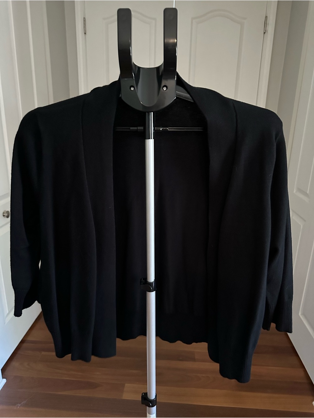 Women's Open-Front Black Short Cardigan Sweater